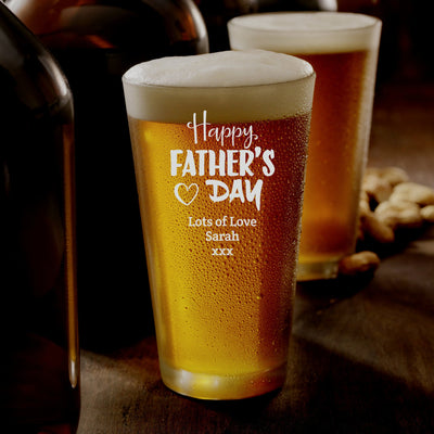 Personalised Pint Glass - Father's Day HeartPersonalised Pint Glass Contemporary Design - Father's Day