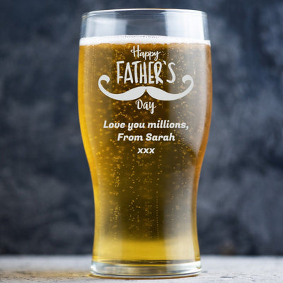 Personalised Beer Glass Classic Design - Father's Day with Moustache