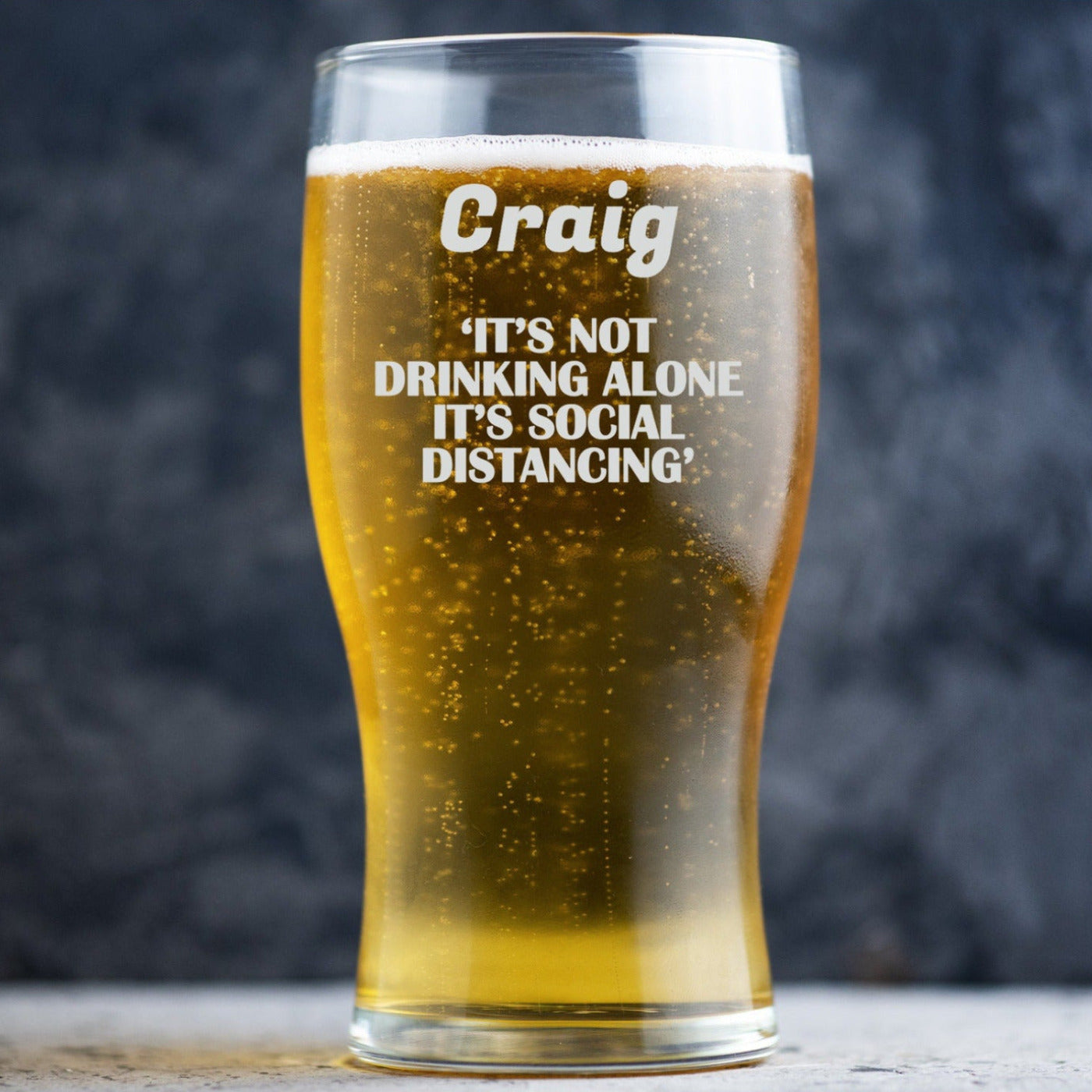 Personalised Beer Glass Classic Design - It's Social Distancing