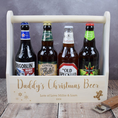 Personalised Beer Carrier Wooden Beer Crate - Christmas