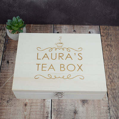 Personalised Tea Storage Box - Personalise With Name