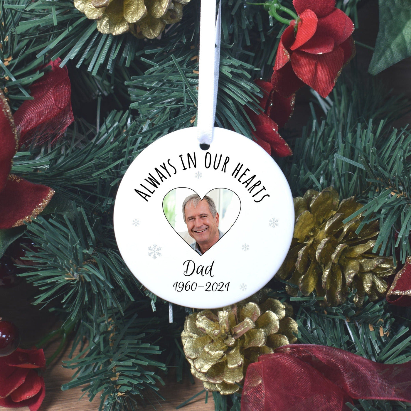 Personalised Photo Dad Memory Christmas Tree Bauble - Christmas Decorations, Dad Memory Baubles, Dad Memorial Ornament