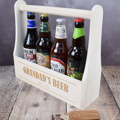 Personalised Beer Carrier Wooden Beer Crate - Grandad's Beer