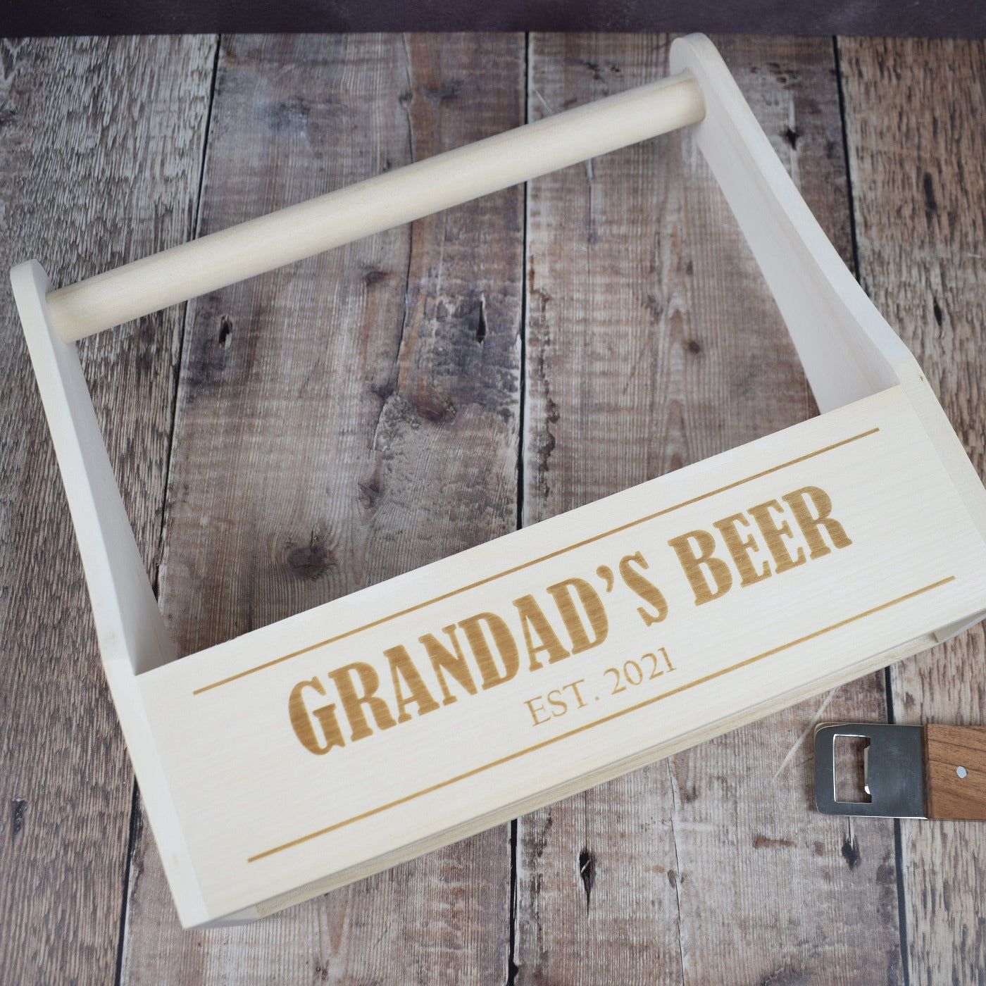Personalised Beer Carrier Wooden Beer Crate - Grandad's Beer