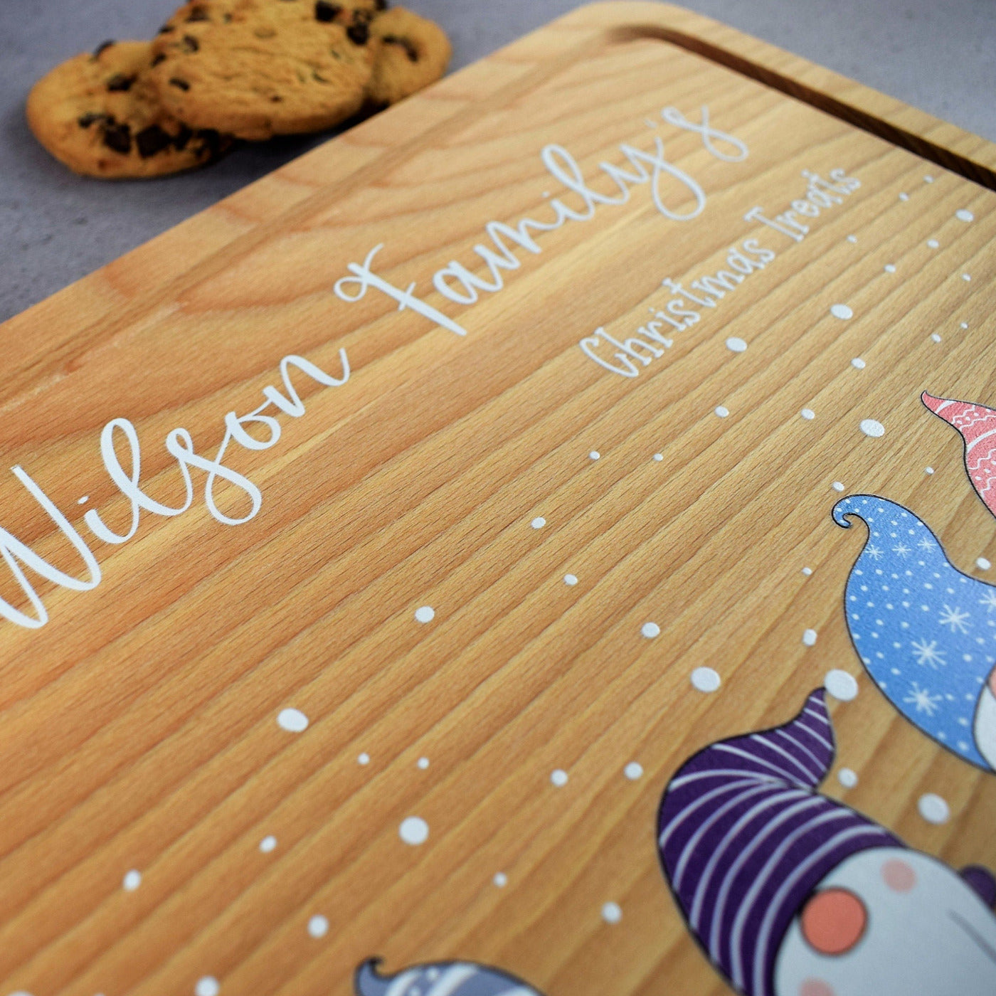 Personalised Christmas Gonk Cheese Board & Serving Platter