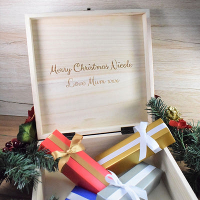 Christmas Eve Box - Wooden Christmas Box With Santa & Friends Design