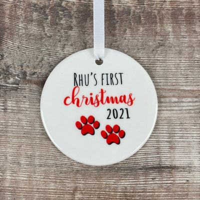 Personalised Dog's First Christmas Bauble