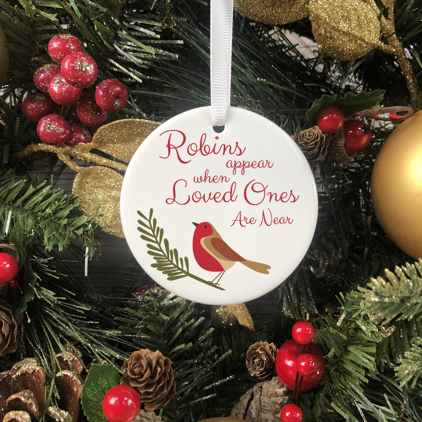 Robins Appear Christmas Bauble - Memorial Bauble