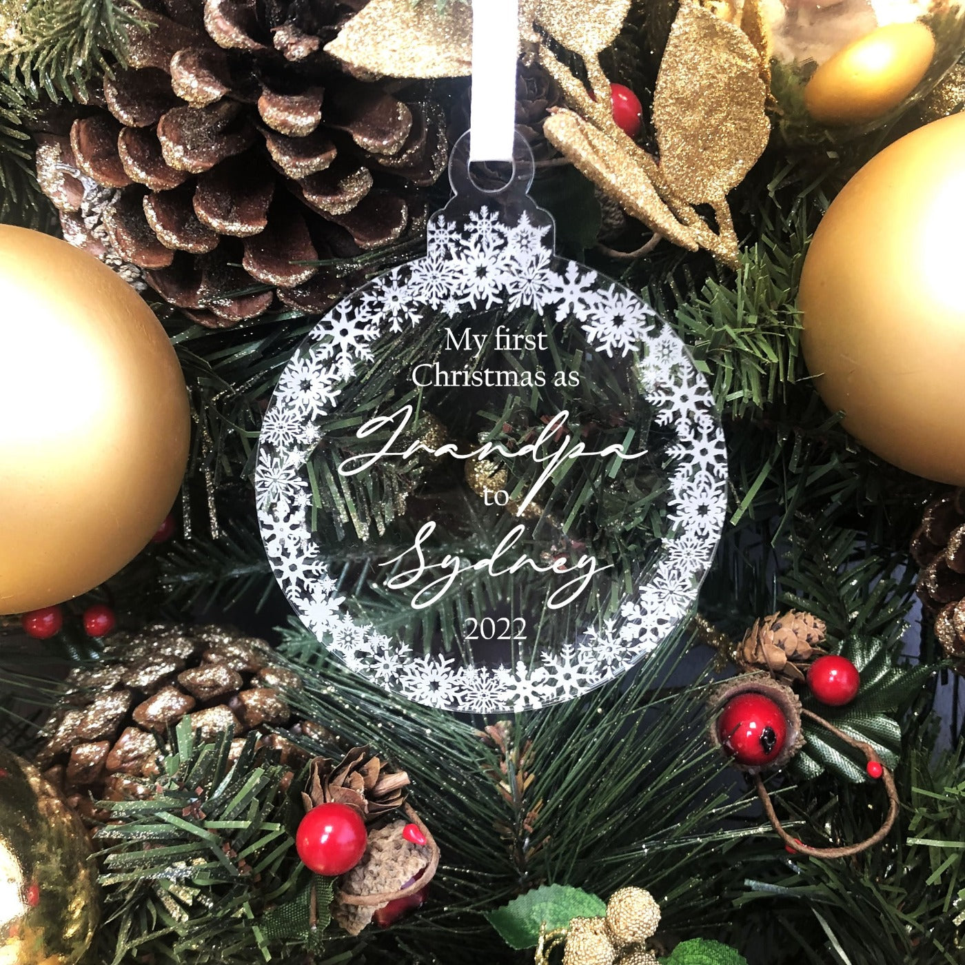 Personalised Christmas Round Bauble - My First Christmas As
