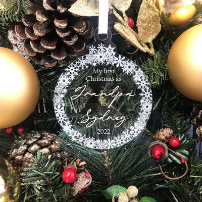 Personalised Christmas Round Bauble - My First Christmas As